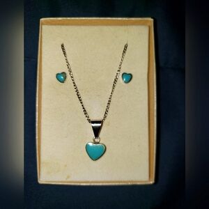 Torquoise heart set earrings and necklace